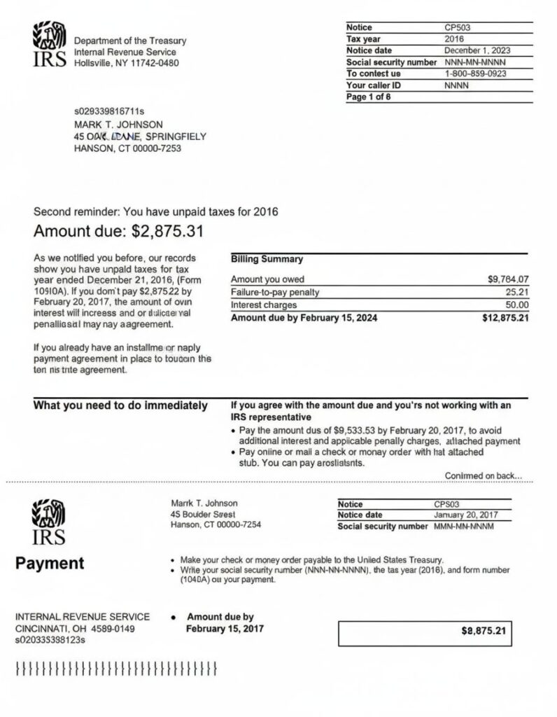 CP501 / CP503 / CP504 – Past Due Reminders