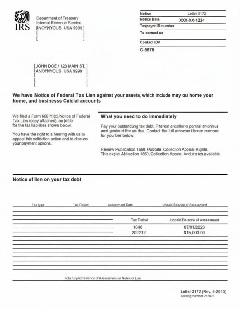 Letter 3172 – Federal Tax Lien