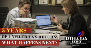 Izella is helping a client with 5 years of unfiled tax returns paperwork