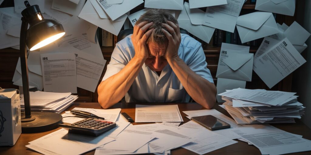 Taxpayer stressed about growing back taxes and IRS notices at home