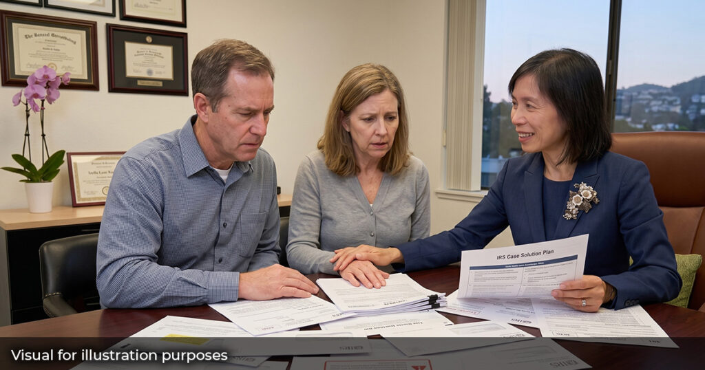 Risks of Unfiled Tax Returns with IRS notices and penalties shown to a client in San Mateo County by Izella Tax Relief