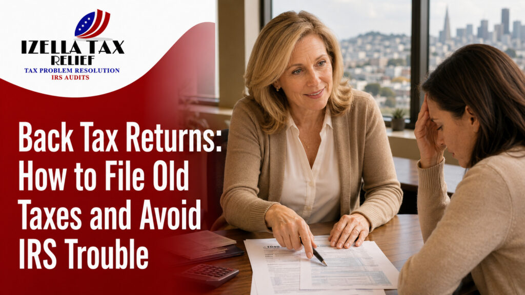 Izella Lui, back tax returns expert in Daly City, reviewing IRS documents with a client