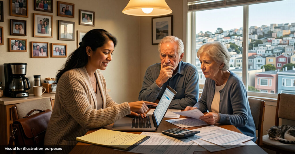 A California taxpayer reviewing an IRS notice about unfiled return penalties with a tax resolution expert