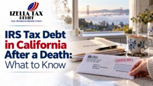 San Mateo County family sorting estate paperwork while learning about IRS tax debt in California after a death